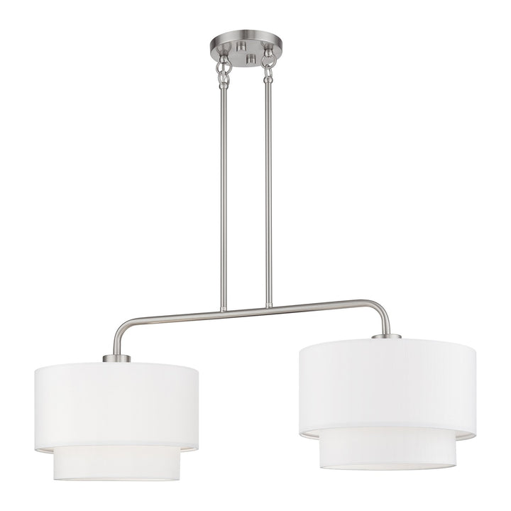 2 Light Brushed Nickel Large Linear Chandelier