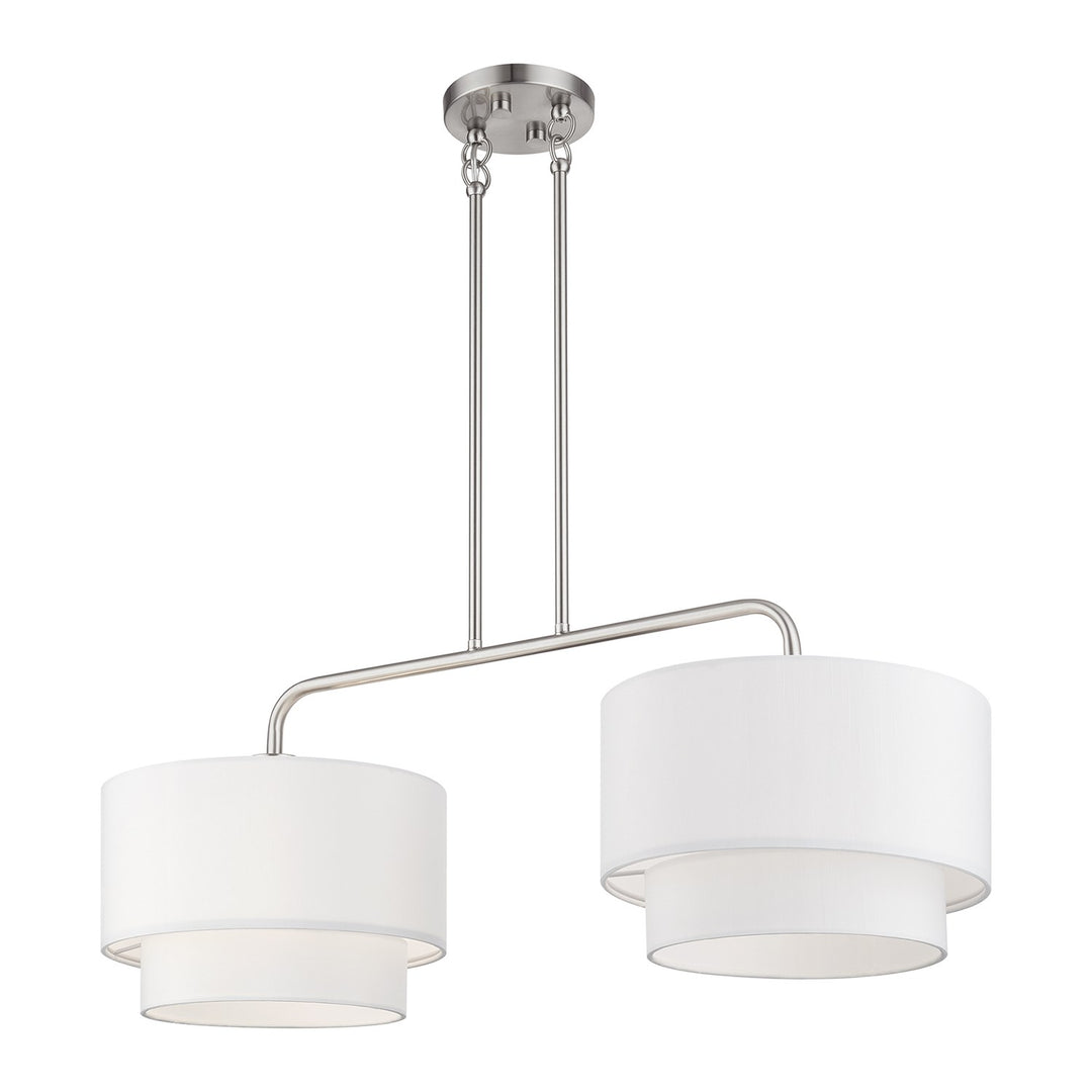 2 Light Brushed Nickel Large Linear Chandelier