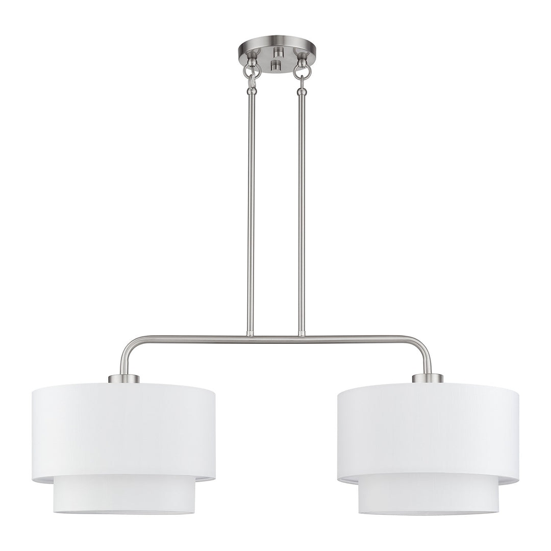 2 Light Brushed Nickel Large Linear Chandelier