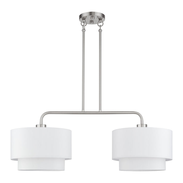 2 Light Brushed Nickel Large Linear Chandelier