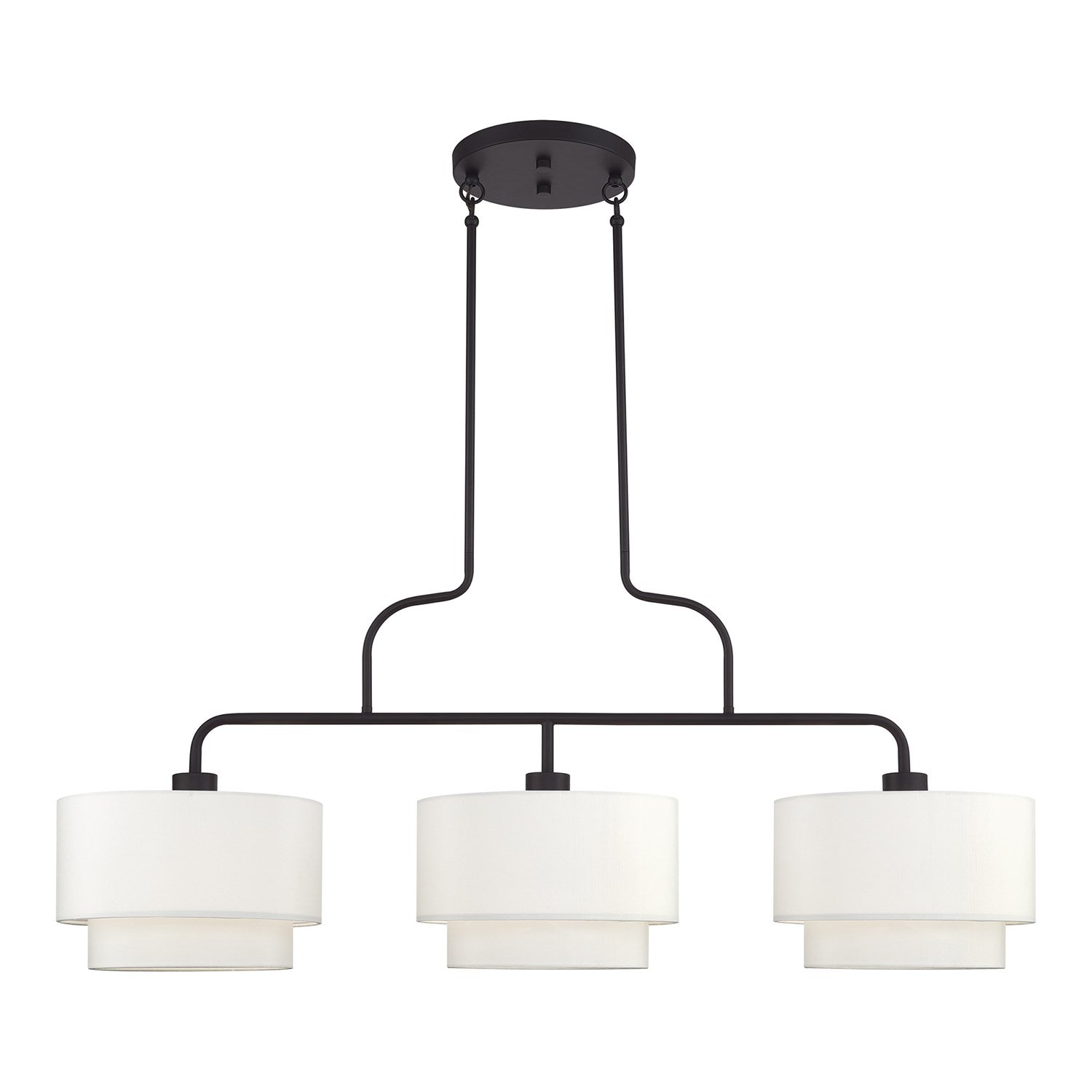 3 Light Bronze Extra Large Linear Chandelier With Hand Crafted Off-White by Livex Lighting