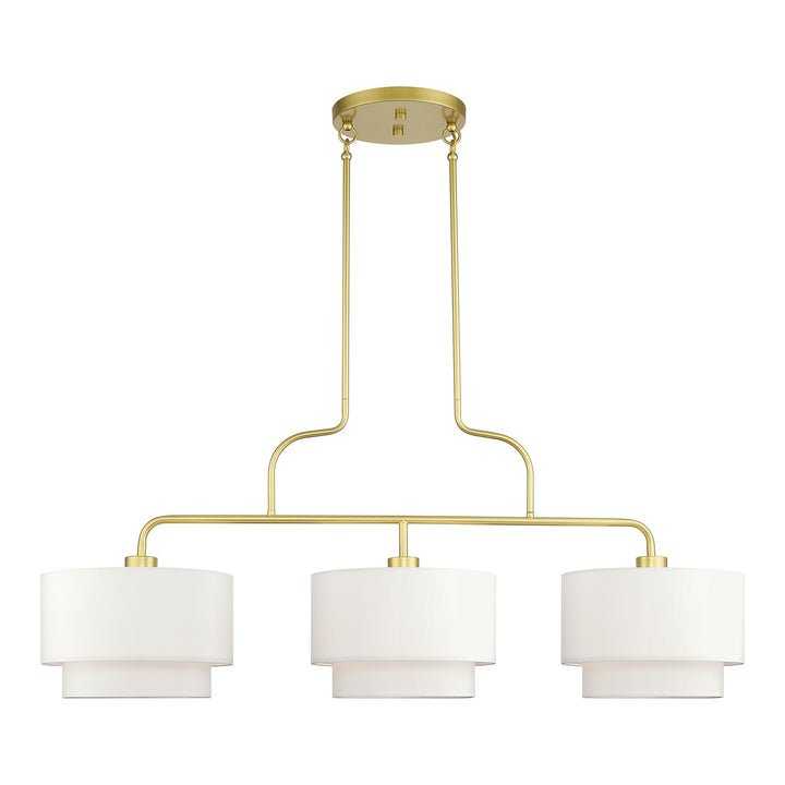 3 Light Soft Gold Extra Large Linear Chandelier With Hand Crafted Off-White by Livex Lighting