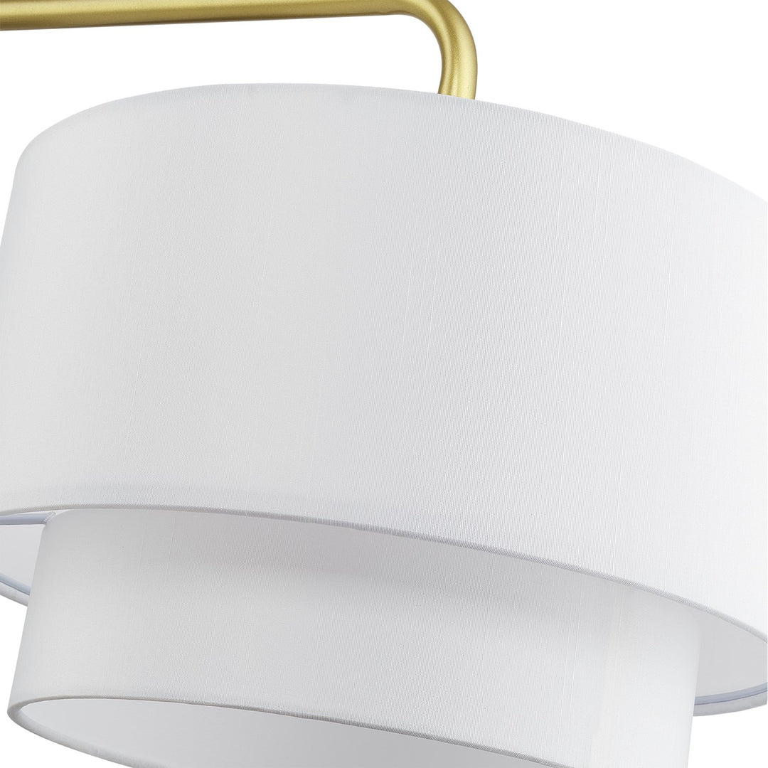 3 Light Soft Gold Extra Large Linear Chandelier With Hand Crafted Off-White