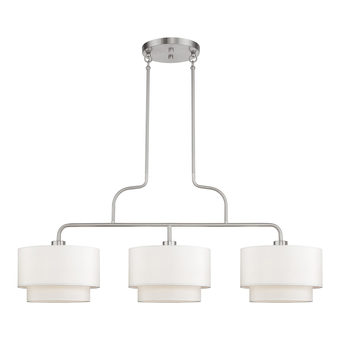 3 Light Brushed Nickel Extra Large Linear Chandelier by Livex Lighting