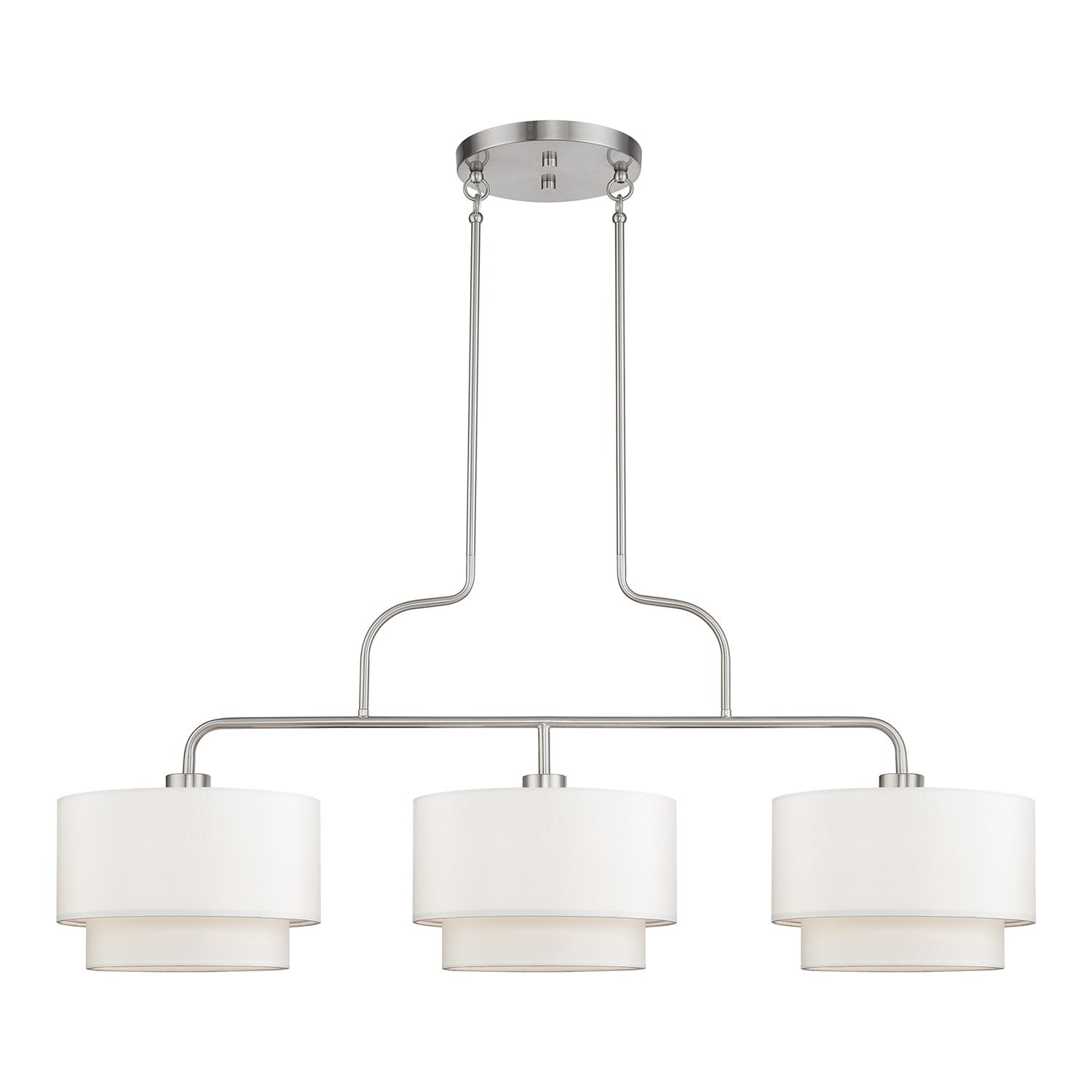 3 Light Brushed Nickel Extra Large Linear Chandelier by Livex Lighting