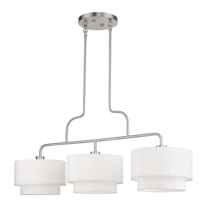 3 Light Brushed Nickel Extra Large Linear Chandelier