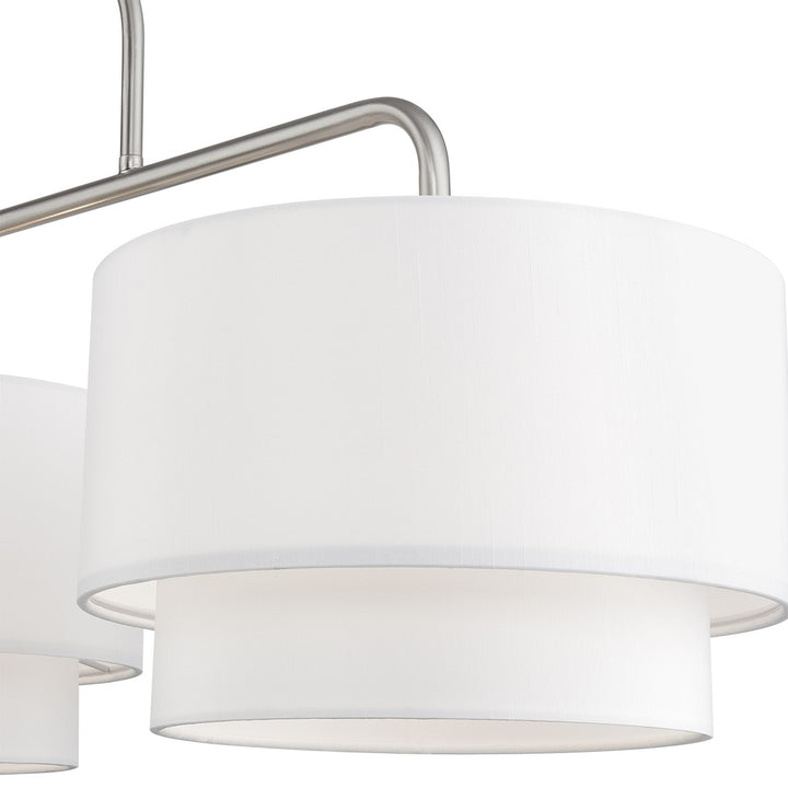 3 Light Brushed Nickel Extra Large Linear Chandelier