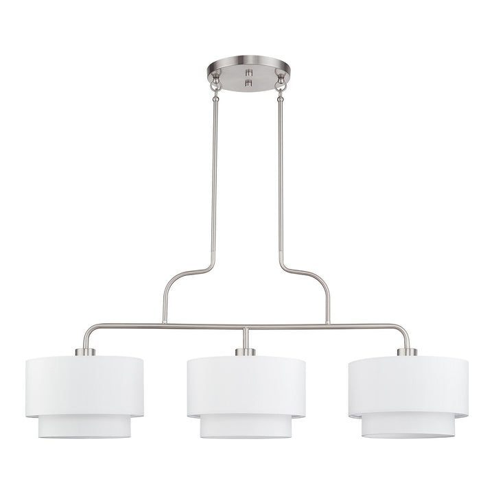 3 Light Brushed Nickel Extra Large Linear Chandelier