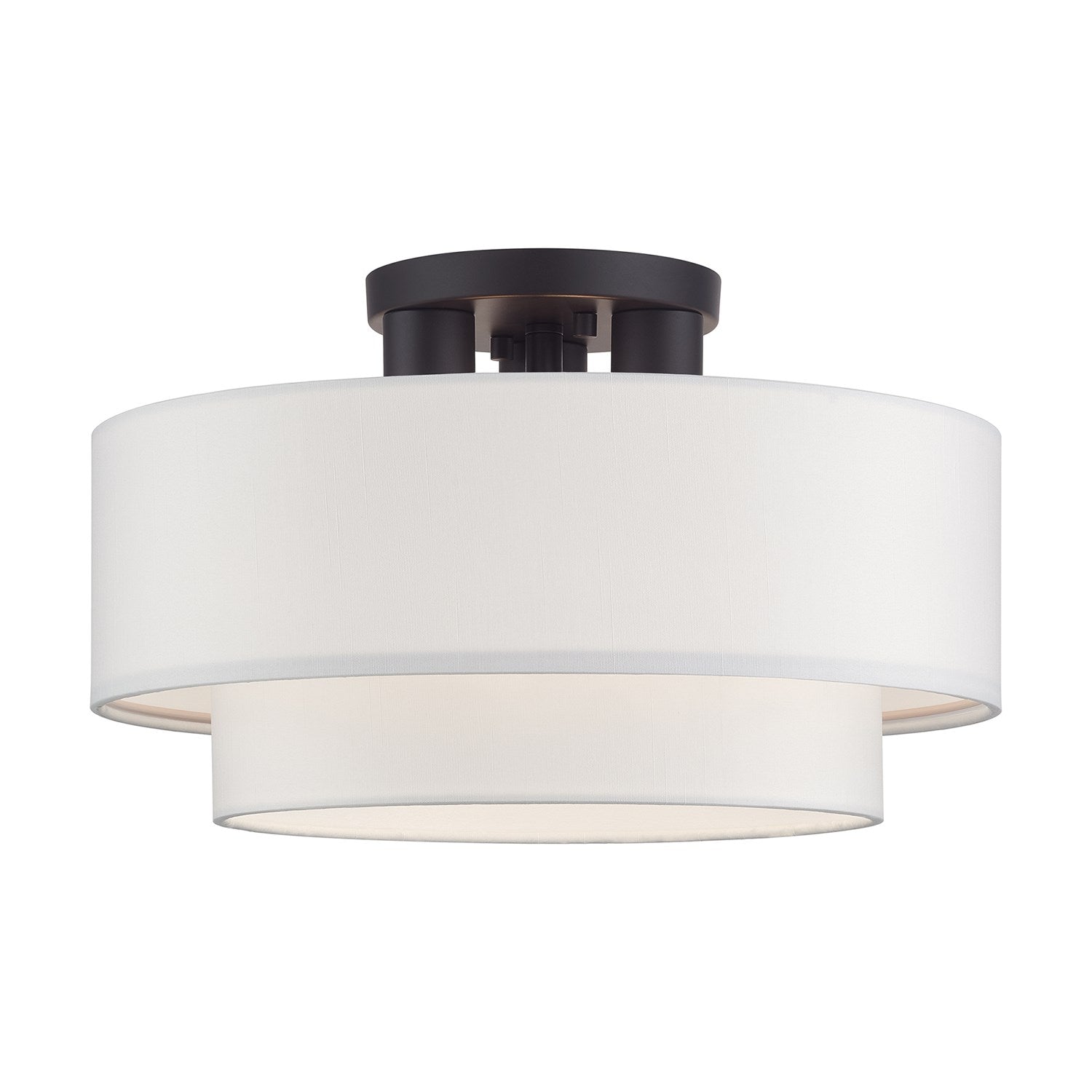 3 Light Bronze Large Semi-Flush With Hand Crafted Off-White Color Fabrics by Livex Lighting