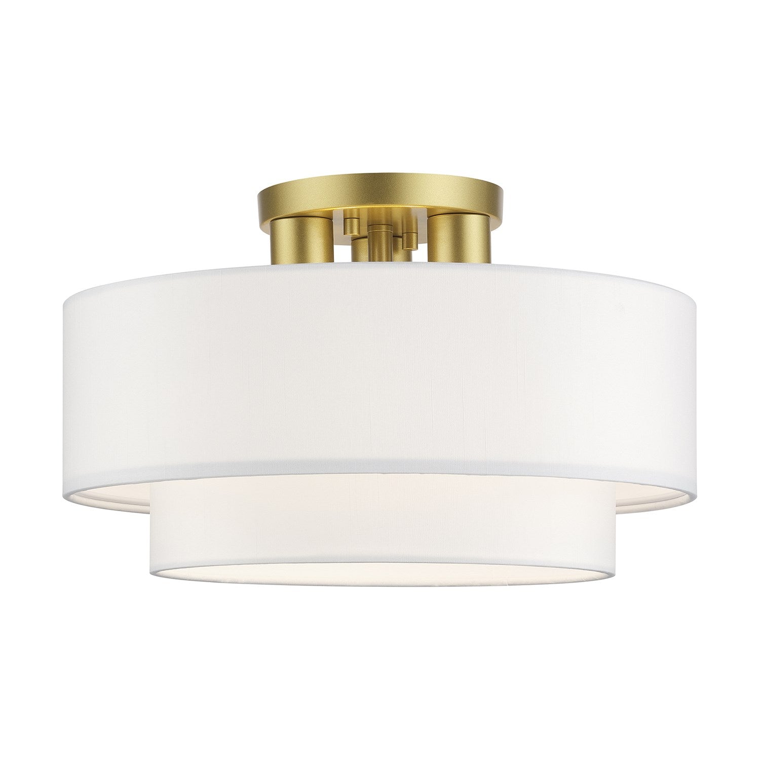 3 Light Soft Gold Large Semi-Flush With Hand Crafted Off-White Color Fabrics by Livex Lighting