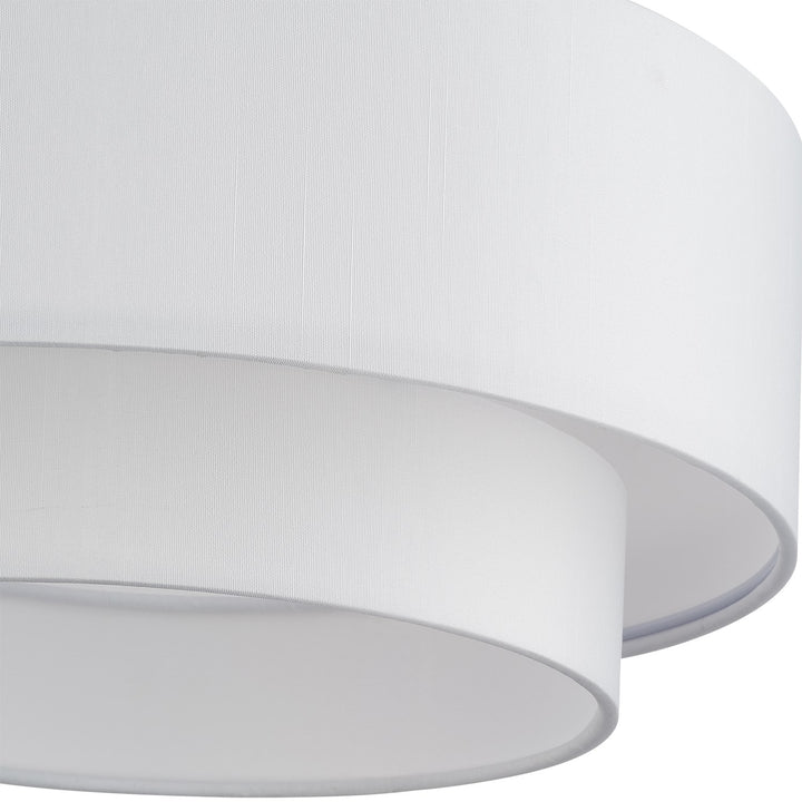 3 Light Soft Gold Large Semi-Flush With Hand Crafted Off-White Color Fabrics
