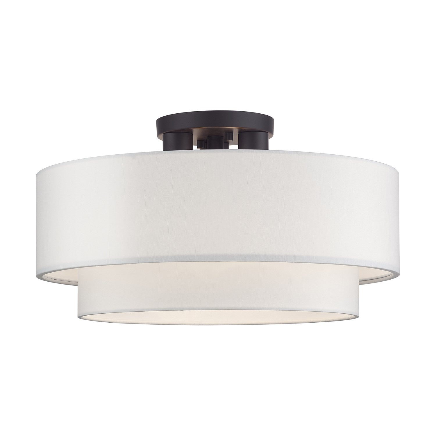 3 Light Bronze Large Semi-Flush With Hand Crafted Off-White Color Fabrics by Livex Lighting