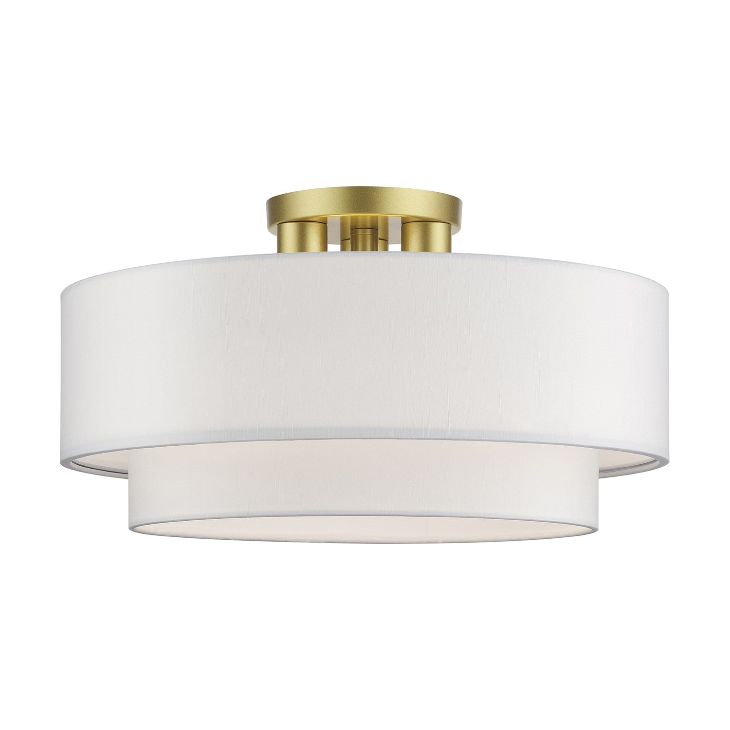 3 Light Soft Gold Large Semi-Flush With Hand Crafted Off-White Color Fabrics by Livex Lighting