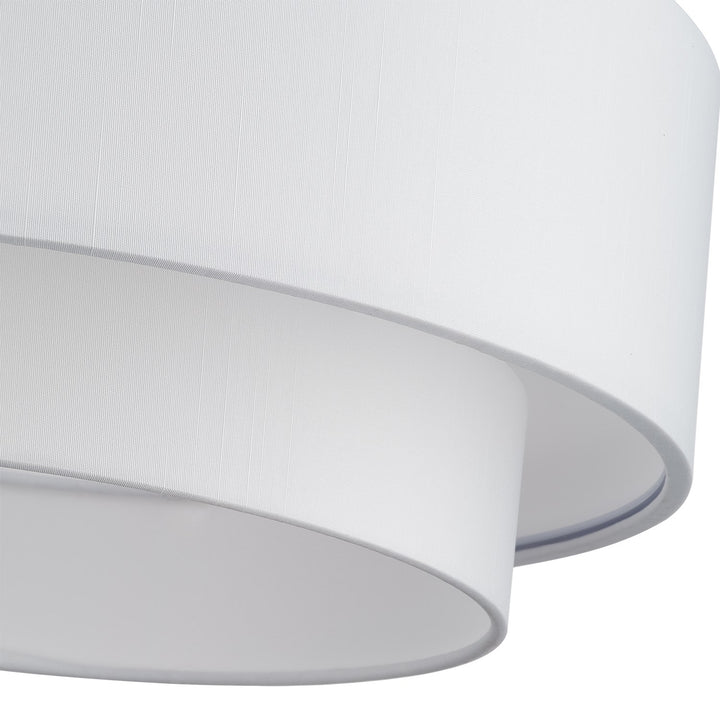 3 Light Soft Gold Large Semi-Flush With Hand Crafted Off-White Color Fabrics