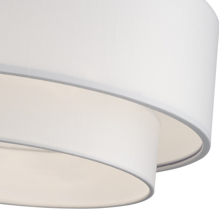 3 Light Soft Gold Large Semi-Flush With Hand Crafted Off-White Color Fabrics