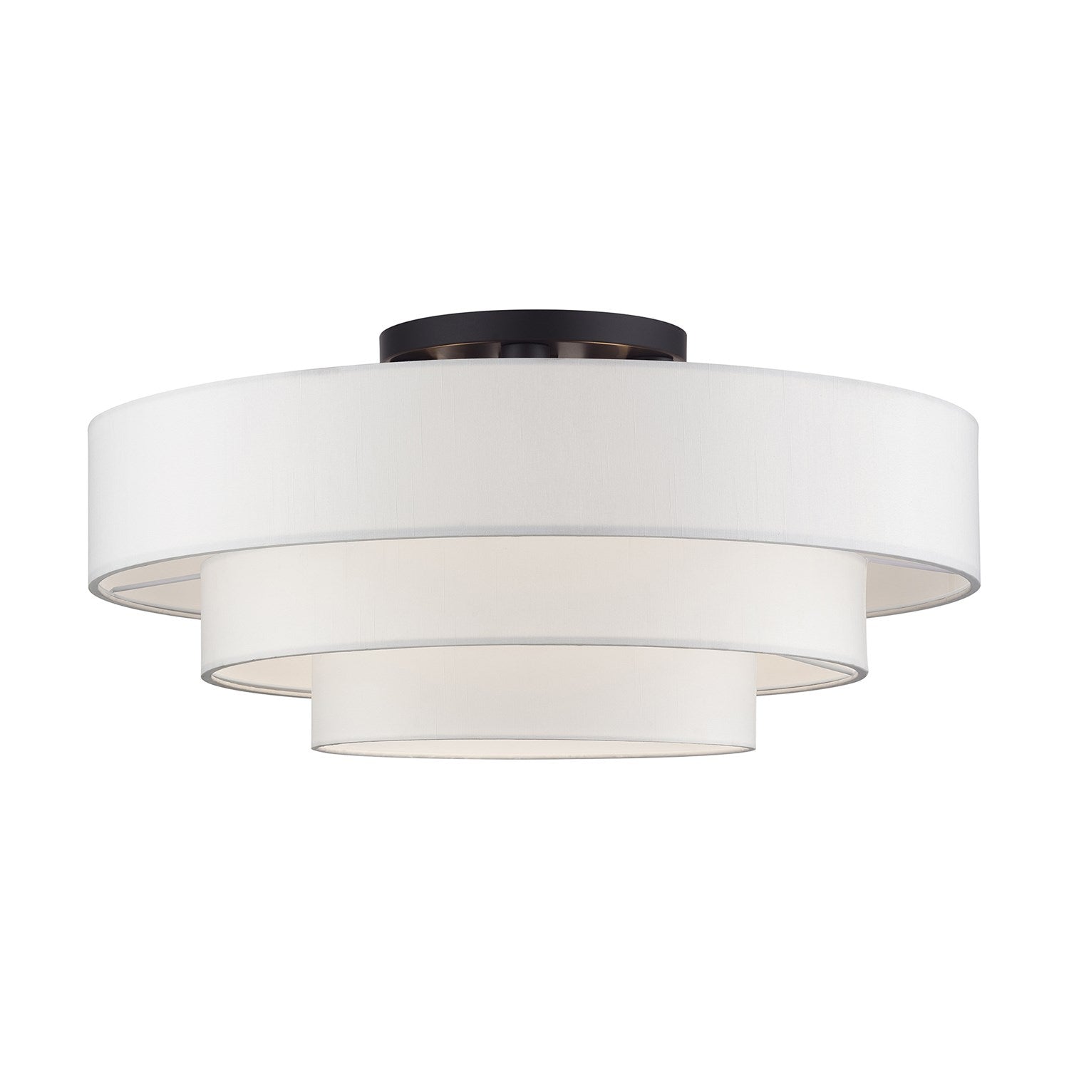 5 Light Bronze Extra Large Semi-Flush With Hand Crafted Off-White Color Fabrics by Livex Lighting