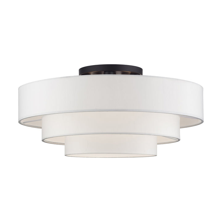 5 Light Bronze Extra Large Semi-Flush With Hand Crafted Off-White Color Fabrics by Livex Lighting