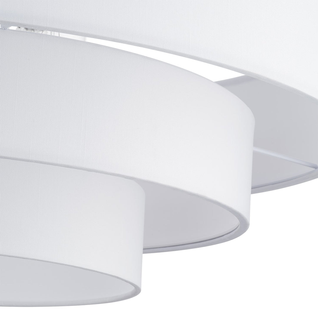 5 Light Bronze Extra Large Semi-Flush With Hand Crafted Off-White Color Fabrics