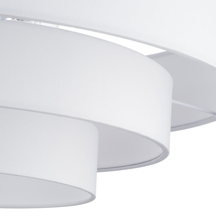 5 Light Bronze Extra Large Semi-Flush With Hand Crafted Off-White Color Fabrics