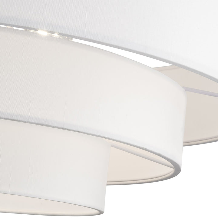 5 Light Bronze Extra Large Semi-Flush With Hand Crafted Off-White Color Fabrics