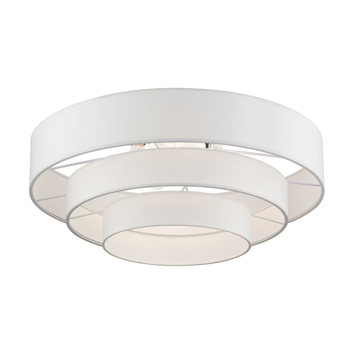 5 Light Bronze Extra Large Semi-Flush With Hand Crafted Off-White Color Fabrics