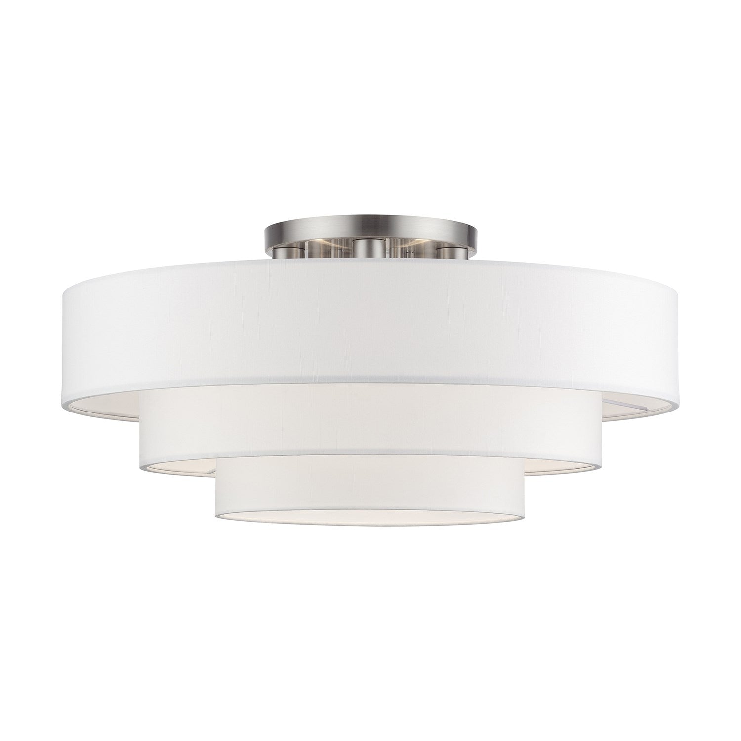 5 Light Brushed Nickel Extra Large Semi-Flush With Hand Crafted Off-White by Livex Lighting