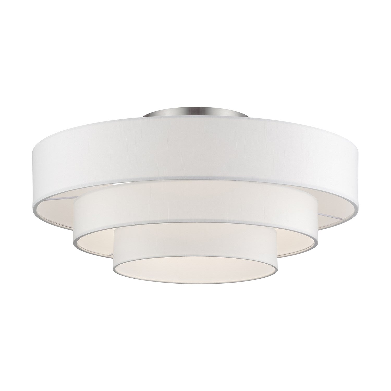 5 Light Brushed Nickel Extra Large Semi-Flush With Hand Crafted Off-White