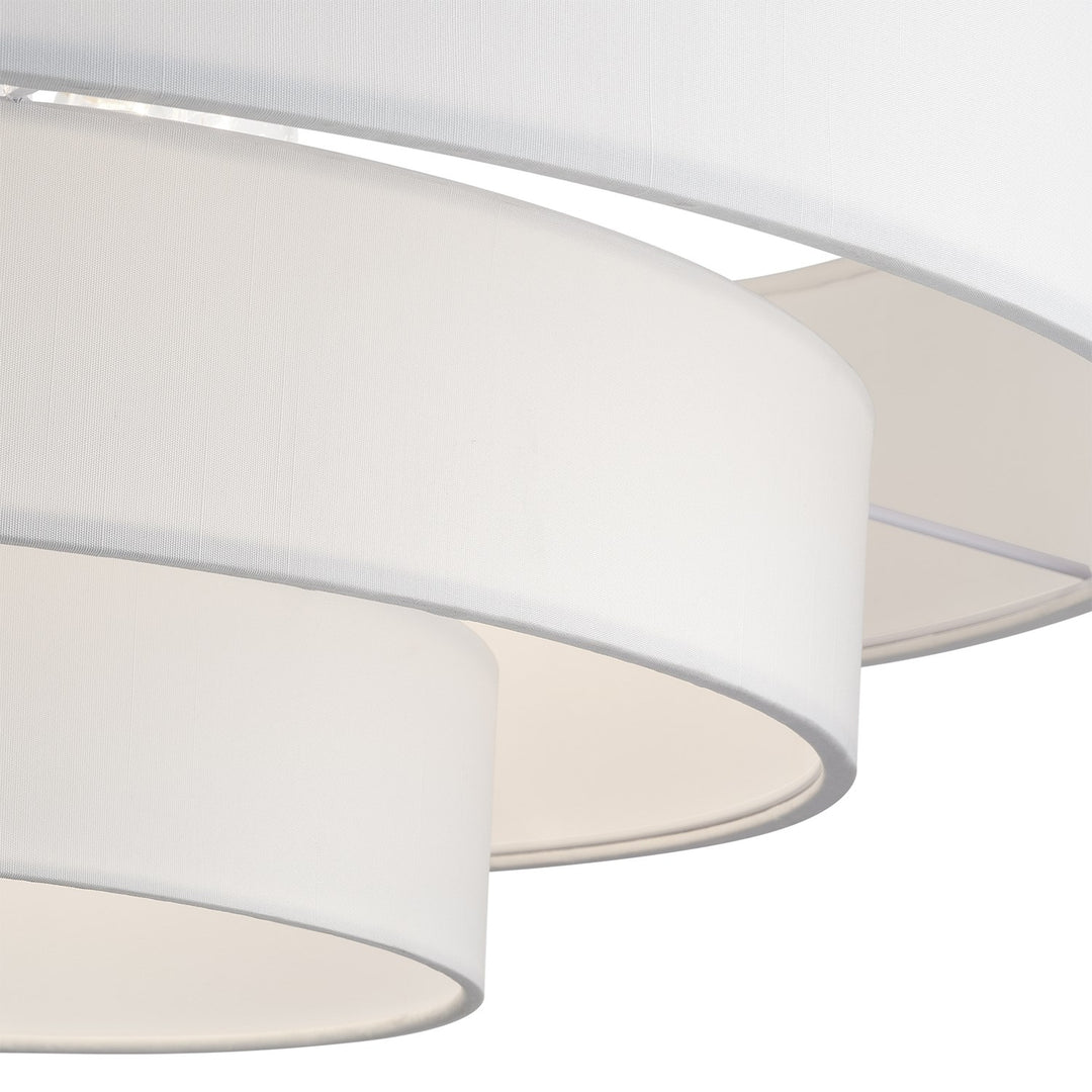5 Light Brushed Nickel Extra Large Semi-Flush With Hand Crafted Off-White