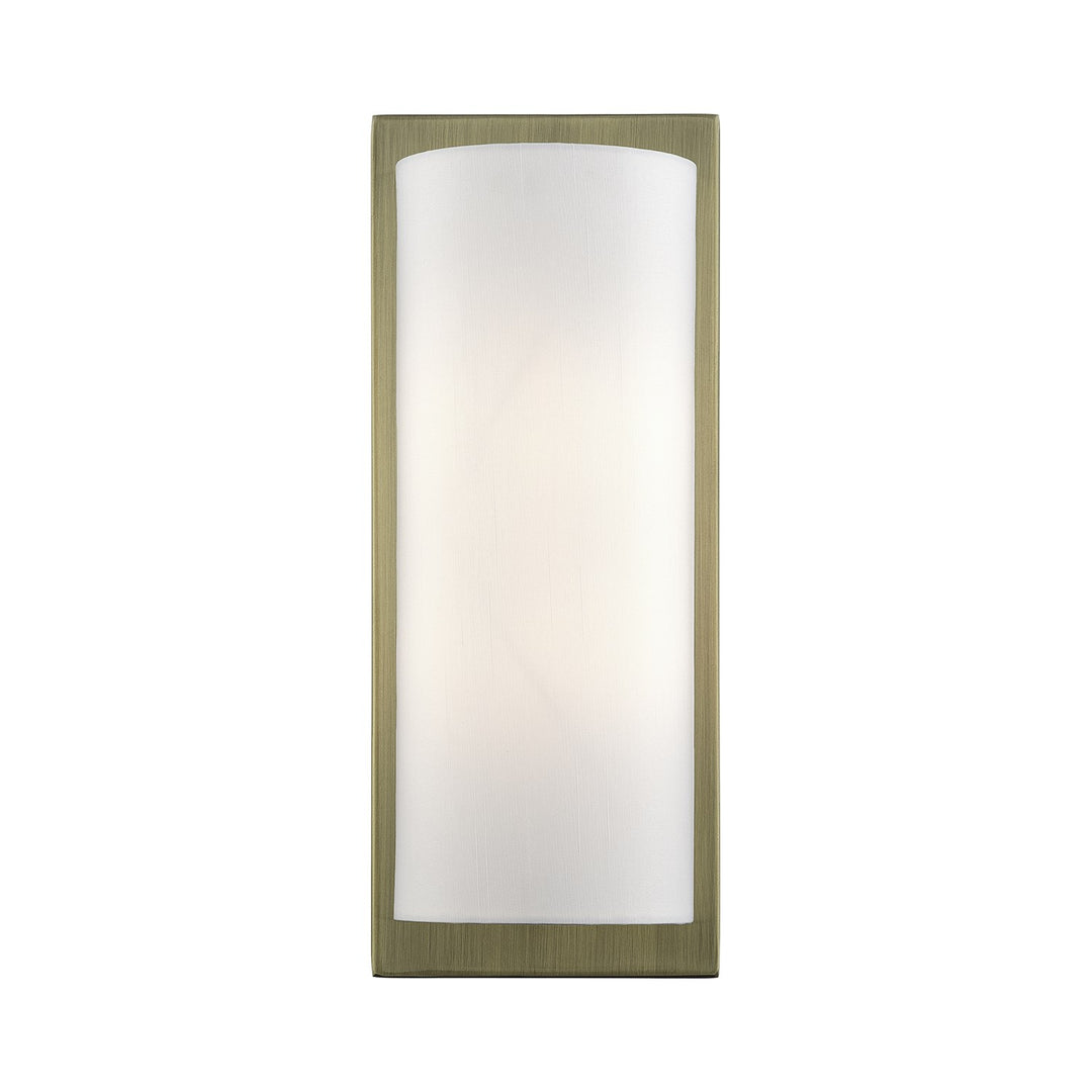 1 Light Antique Brass Large Ada Sconce With Hand Crafted Off-White Fabric Shade by Livex Lighting
