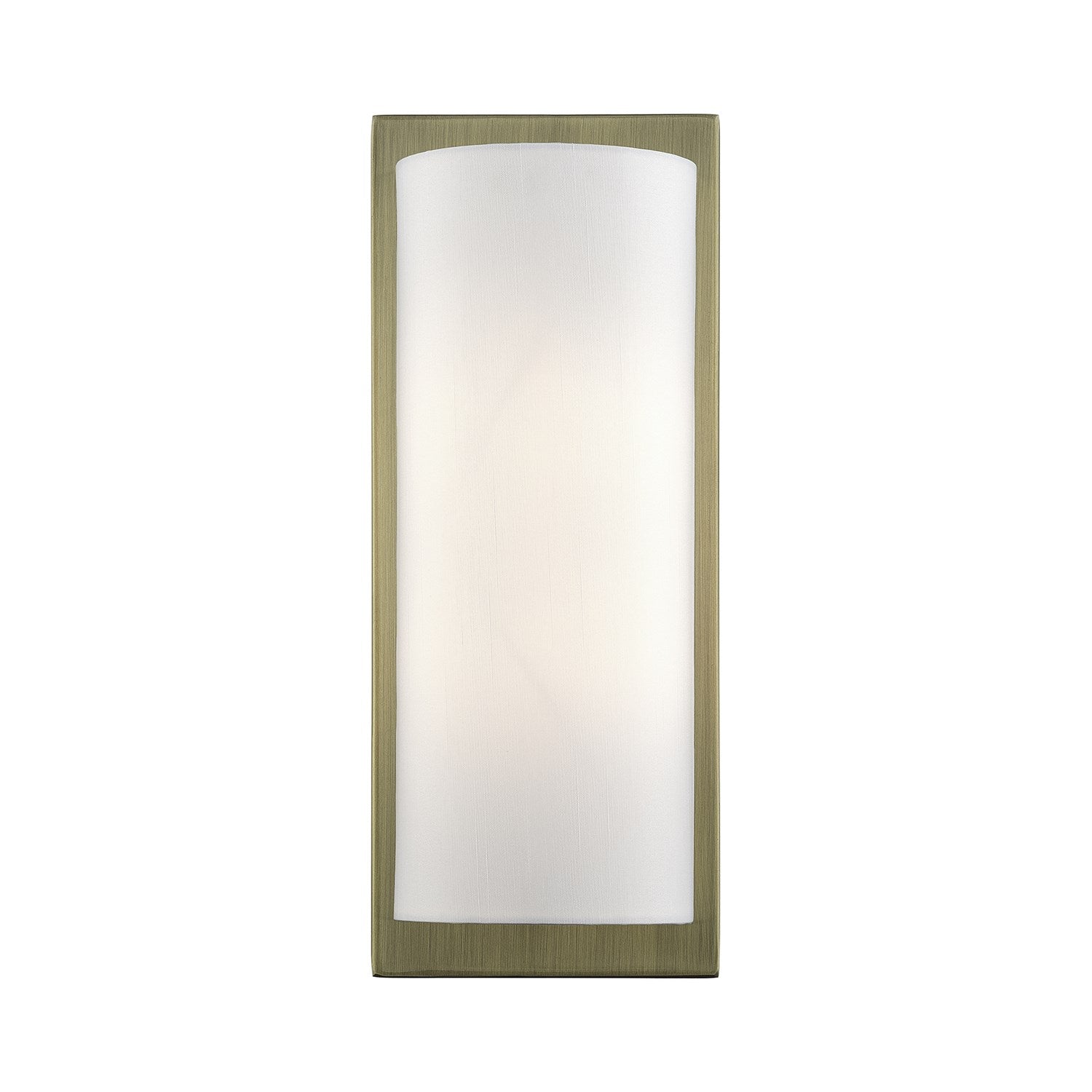 1 Light Antique Brass Large Ada Sconce With Hand Crafted Off-White Fabric Shade by Livex Lighting