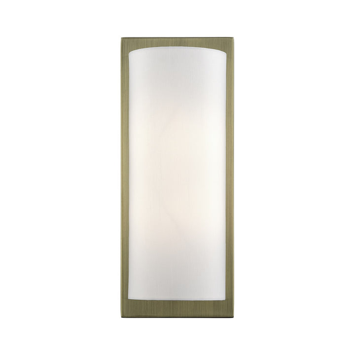 1 Light Antique Brass Large Ada Sconce With Hand Crafted Off-White Fabric Shade by Livex Lighting
