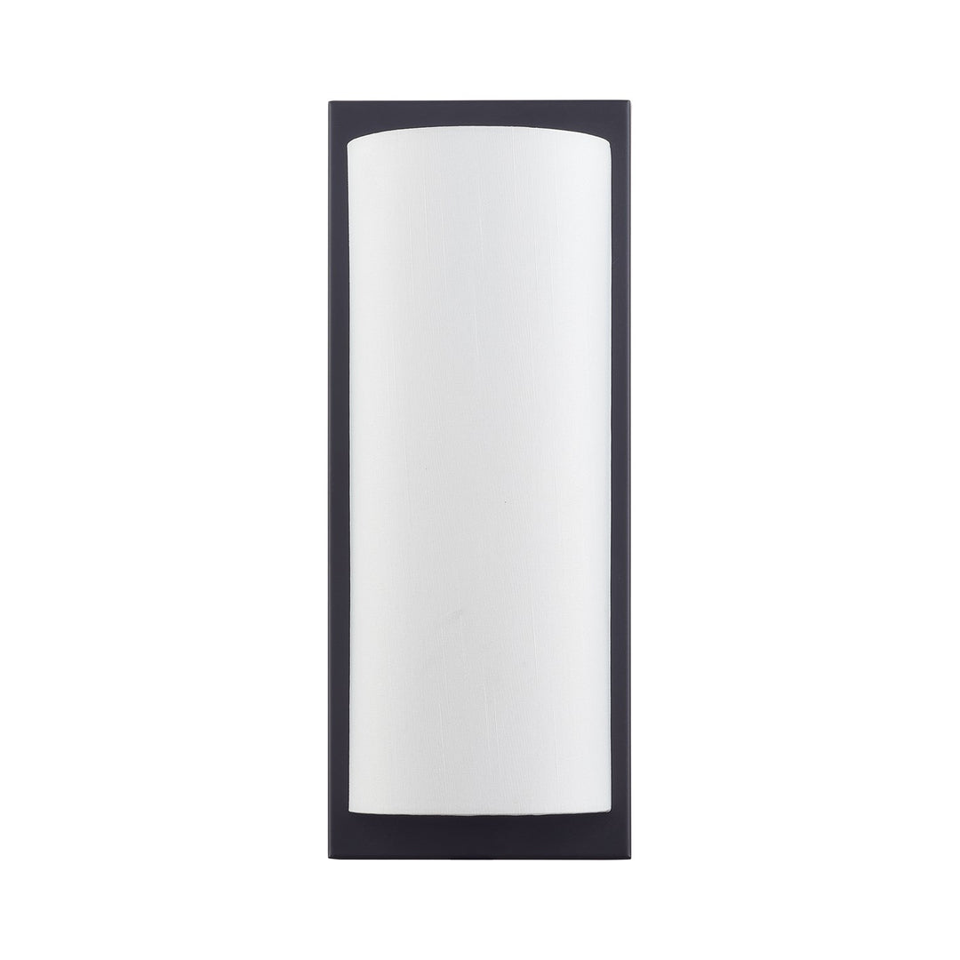 1 Light Black Large Ada Sconce With Hand Crafted Off-White Fabric Shade