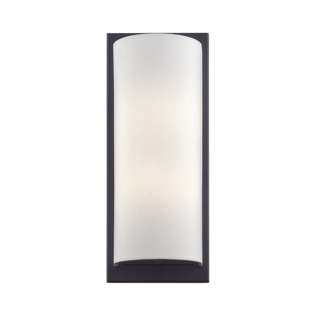 1 Light Black Large Ada Sconce With Hand Crafted Off-White Fabric Shade