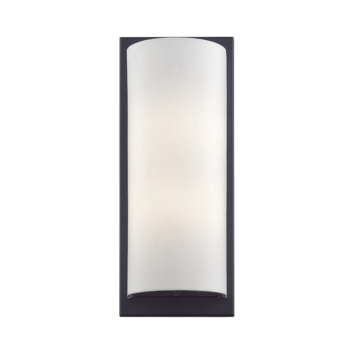1 Light Black Large Ada Sconce With Hand Crafted Off-White Fabric Shade