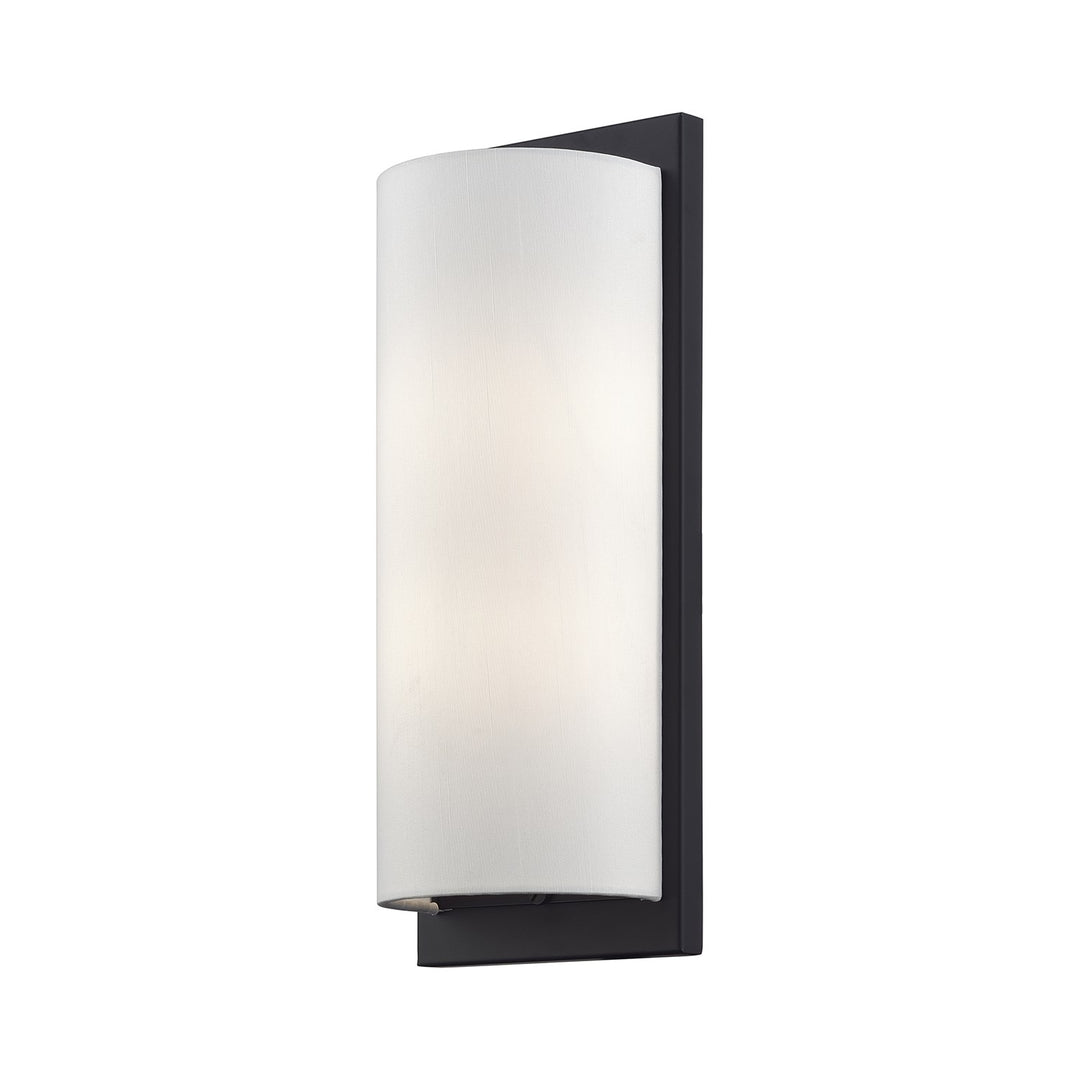 1 Light Black Large Ada Sconce With Hand Crafted Off-White Fabric Shade