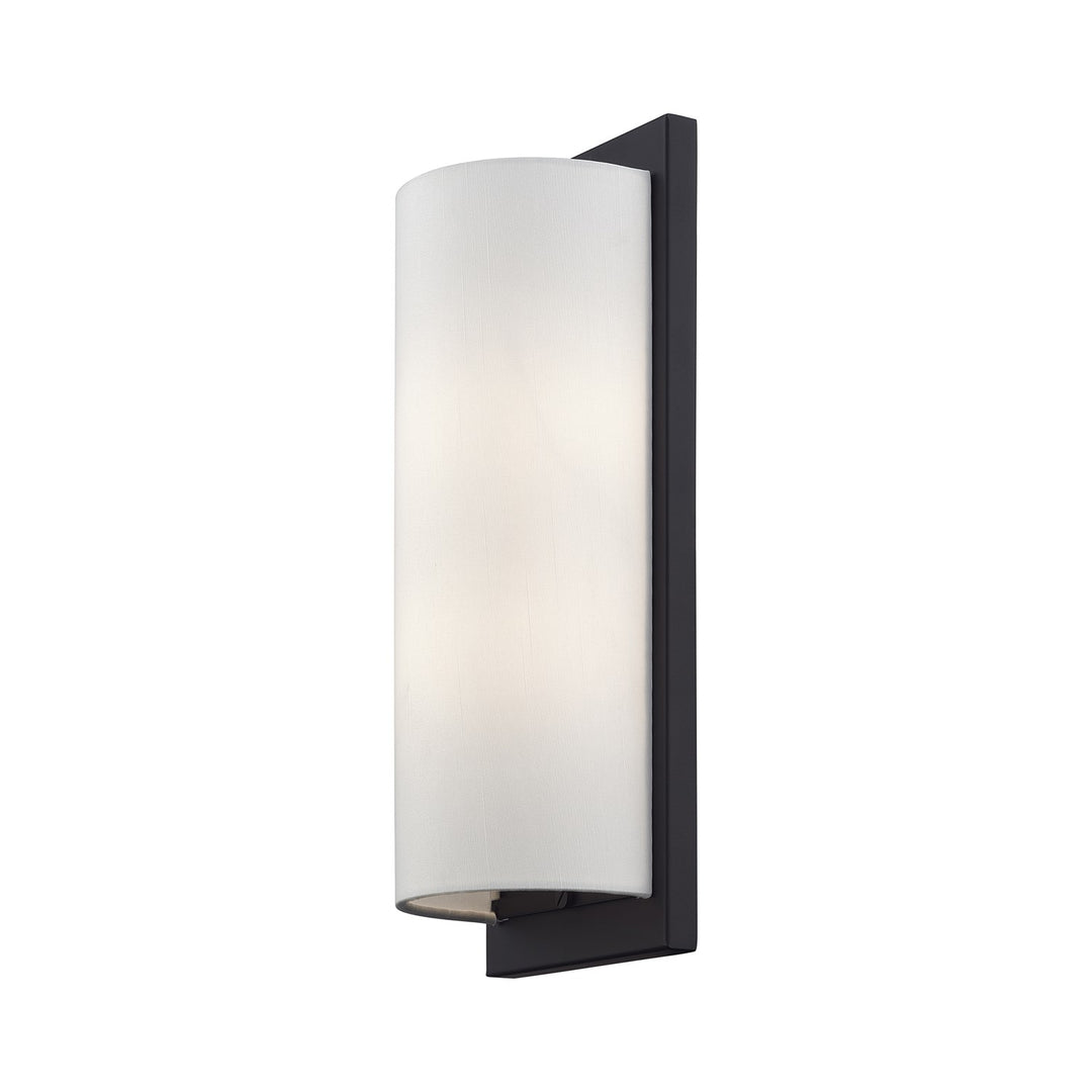 1 Light Black Large Ada Sconce With Hand Crafted Off-White Fabric Shade