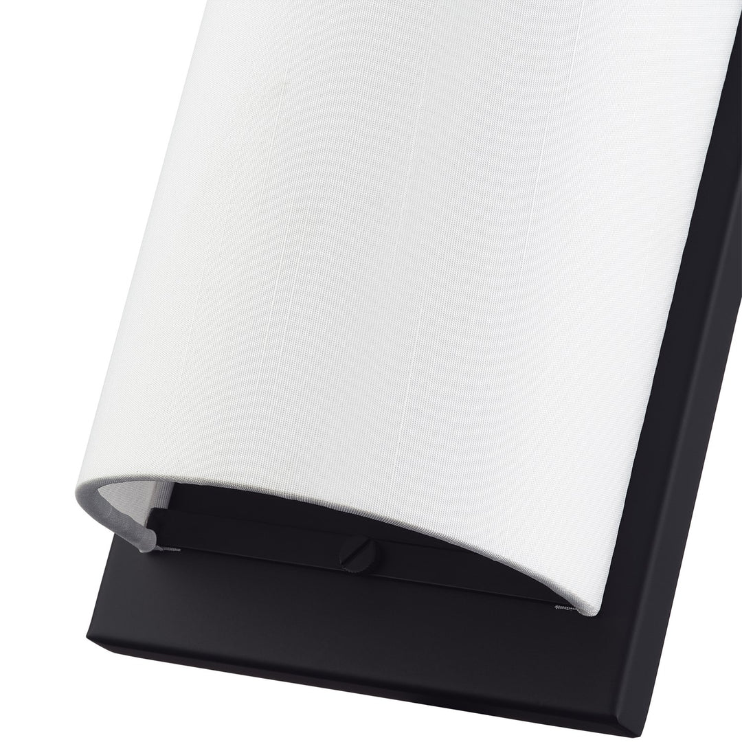 1 Light Black Large Ada Sconce With Hand Crafted Off-White Fabric Shade