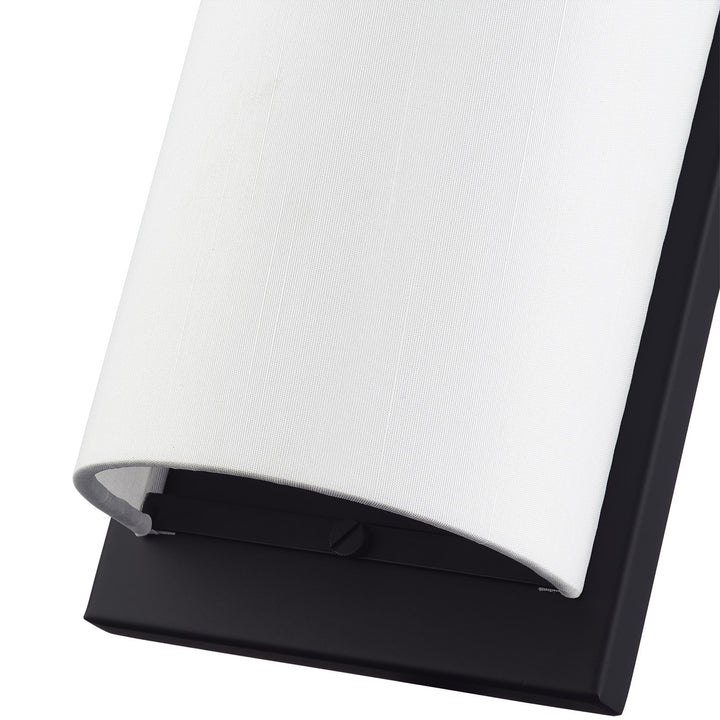 1 Light Black Large Ada Sconce With Hand Crafted Off-White Fabric Shade