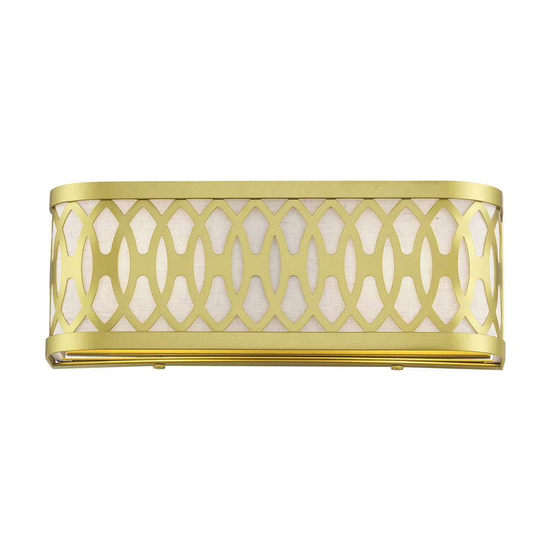 2 Light Soft Gold Ada Sconce With Hand Crafted Oatmeal Color Fabric