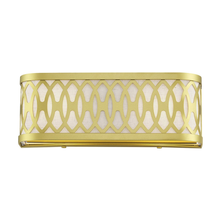 2 Light Soft Gold Ada Sconce With Hand Crafted Oatmeal Color Fabric
