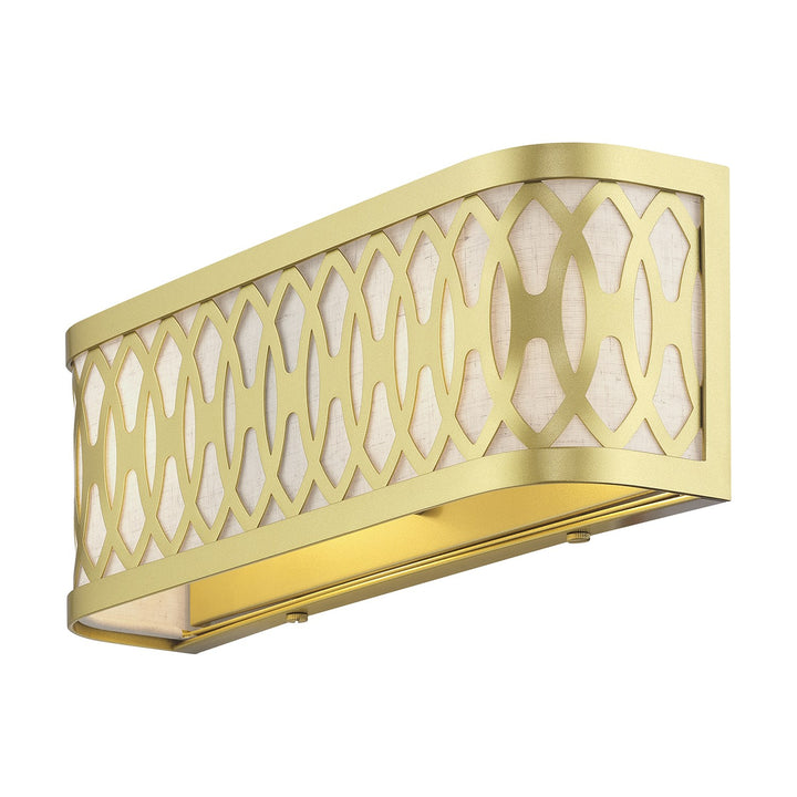 2 Light Soft Gold Ada Sconce With Hand Crafted Oatmeal Color Fabric