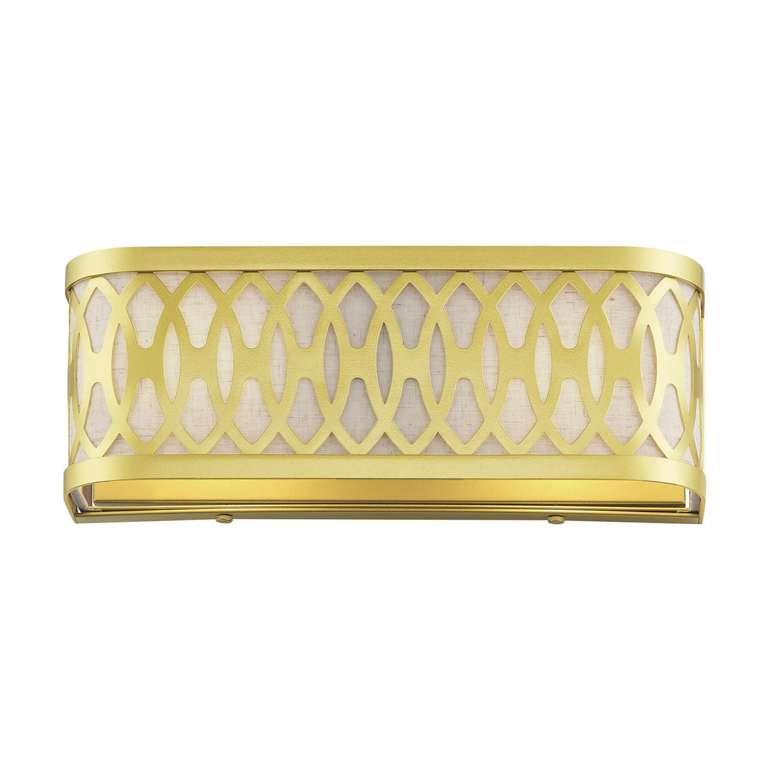 2 Light Soft Gold Ada Sconce With Hand Crafted Oatmeal Color Fabric