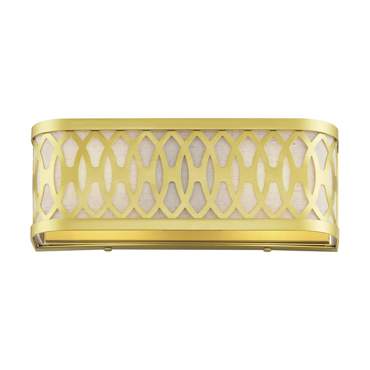 2 Light Soft Gold Ada Sconce With Hand Crafted Oatmeal Color Fabric