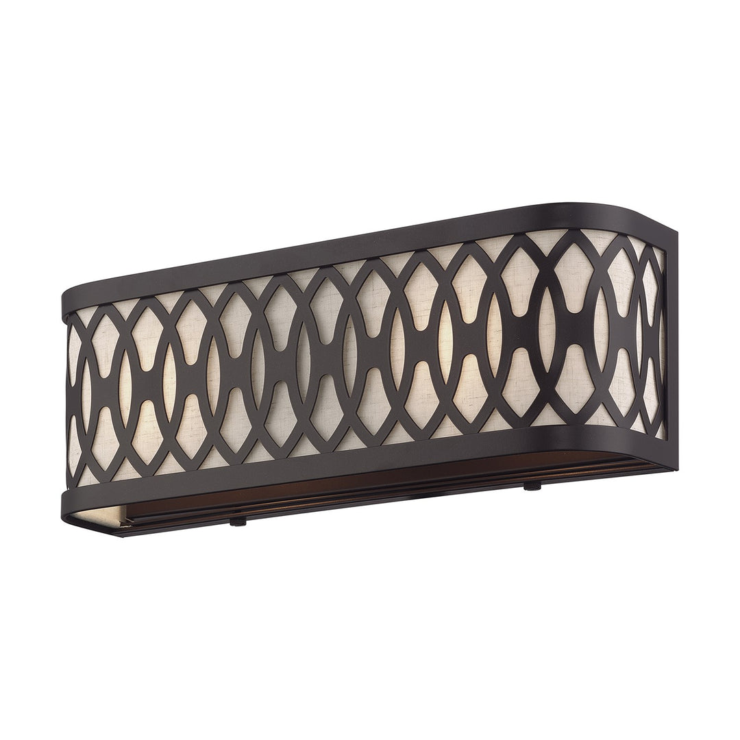 2 Light English Bronze Ada Sconce With Hand Crafted Oatmeal Color Fabric by Livex Lighting