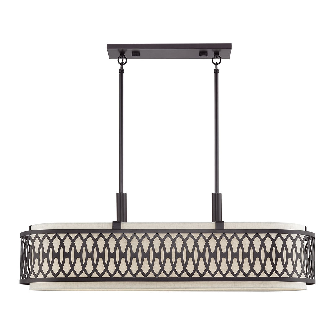 6 Light English Bronze Large Linear Chandelier With Hand Crafted Color by Livex Lighting