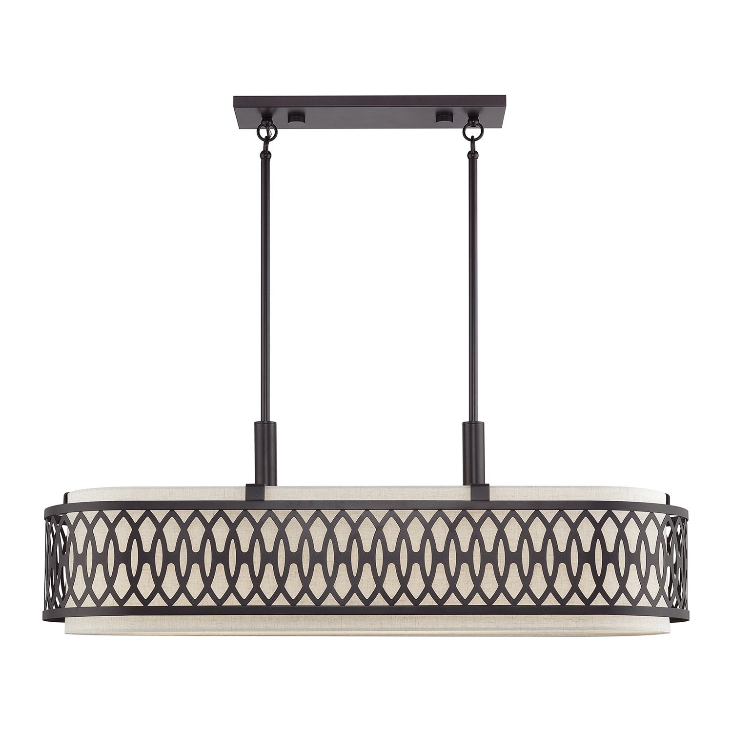 6 Light English Bronze Large Linear Chandelier With Hand Crafted Color by Livex Lighting