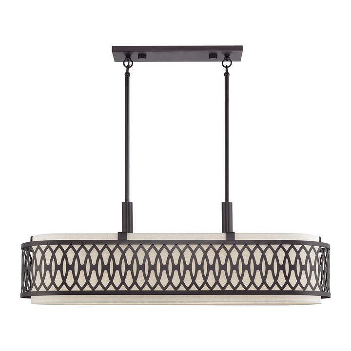 6 Light English Bronze Large Linear Chandelier With Hand Crafted Color by Livex Lighting