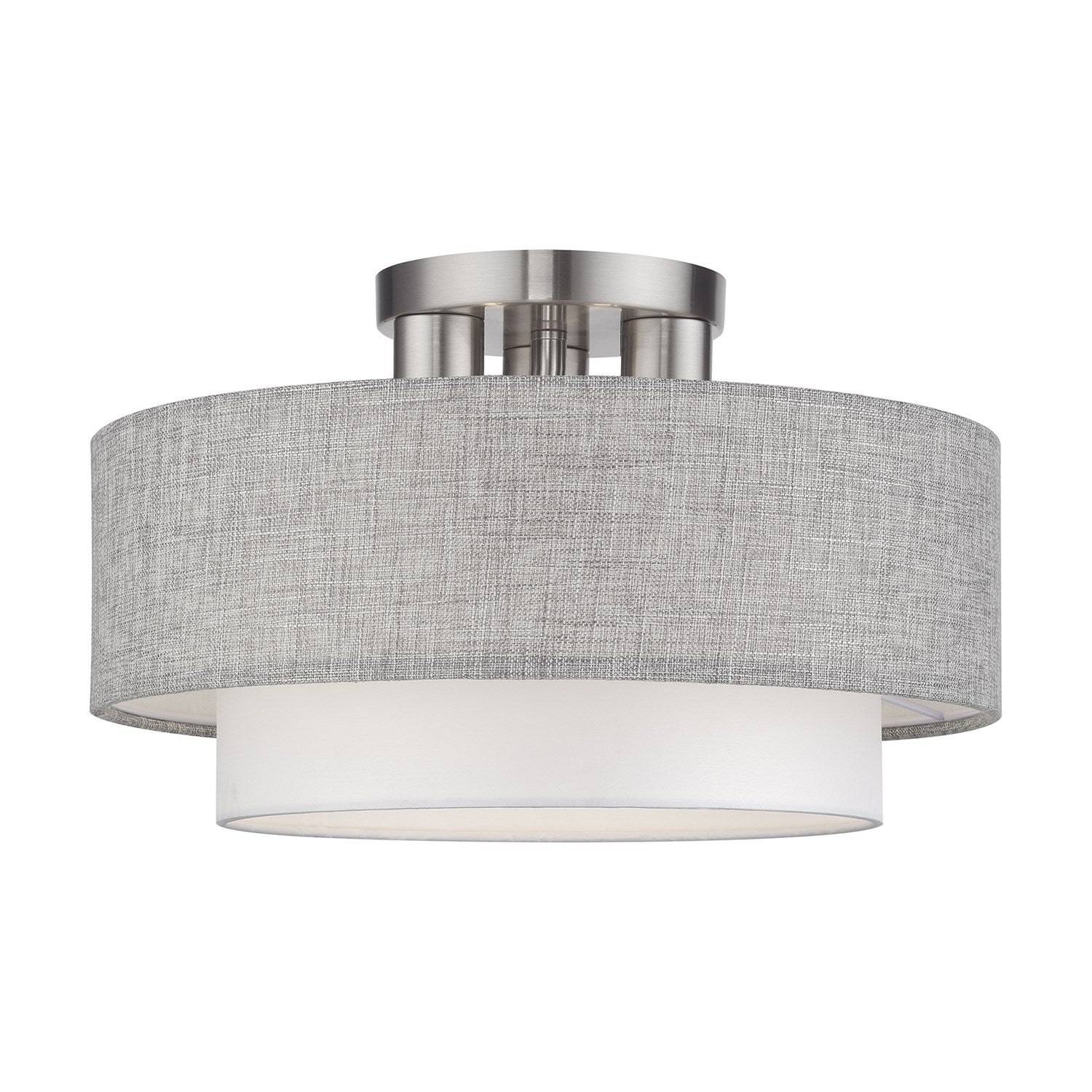 3 Light Brushed Nickel Large Semi-Flush With Hand Crafted Urban Gray by Livex Lighting