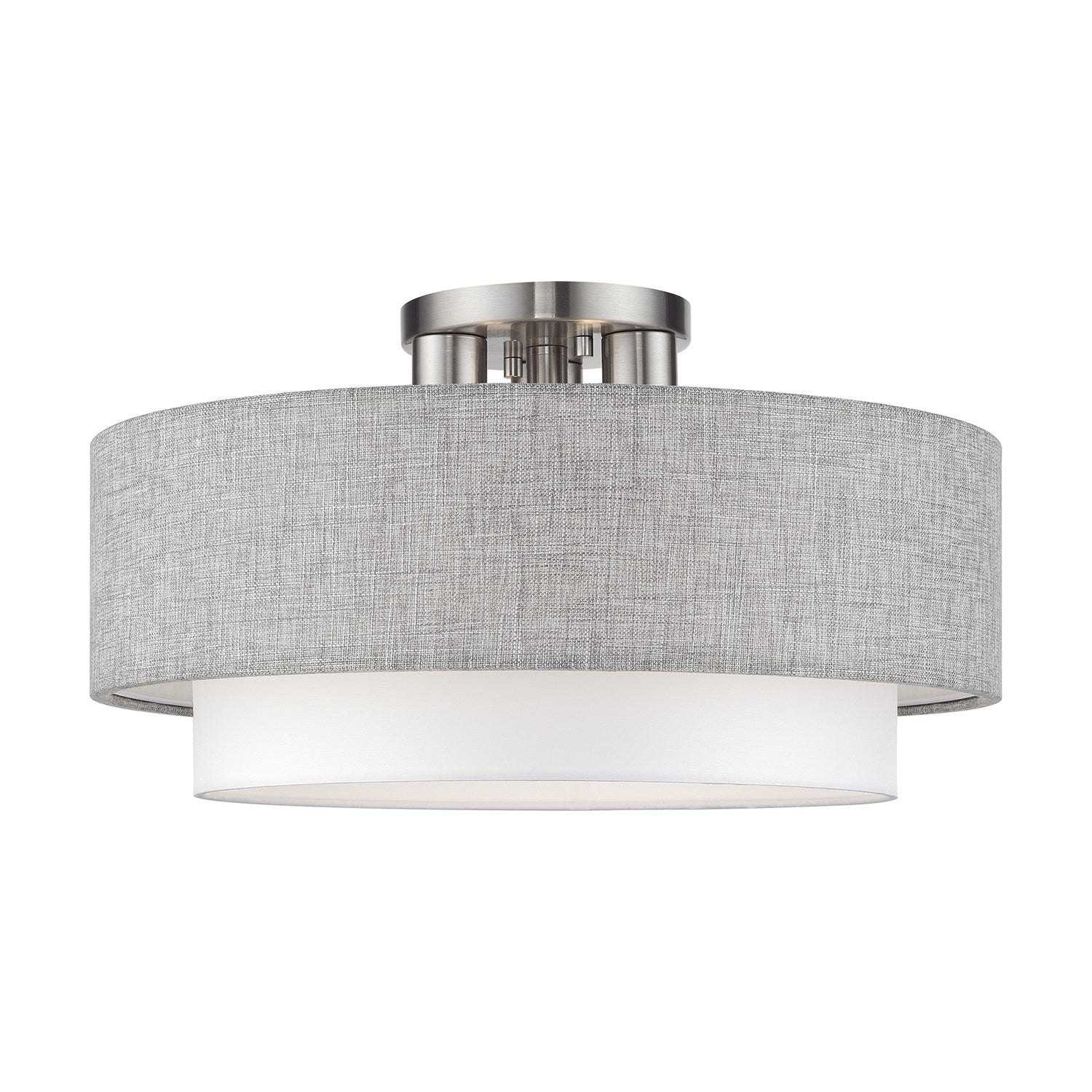 3 Light Brushed Nickel Large Semi-Flush With Hand Crafted Urban Gray by Livex Lighting