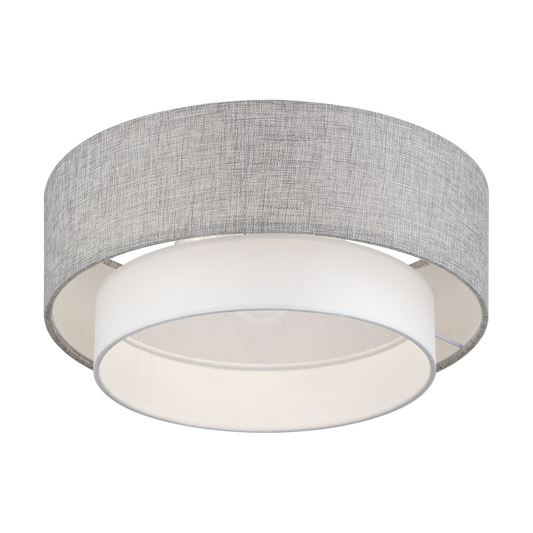 3 Light Brushed Nickel Large Semi-Flush With Hand Crafted Urban Gray